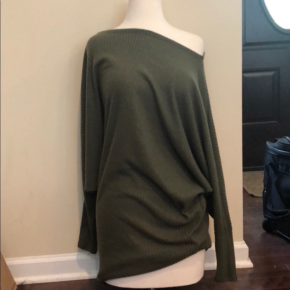 Olive green off the shoulder tunic